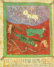 Beatus d'Urgell, f184v El Cordero vencedor de las Bestias y de