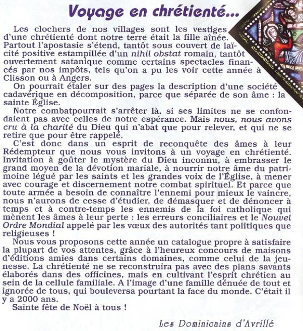 Extrait du catalogue de Noël 2009 des Éditions du Sel, publiées par le Père Pierre-Marie