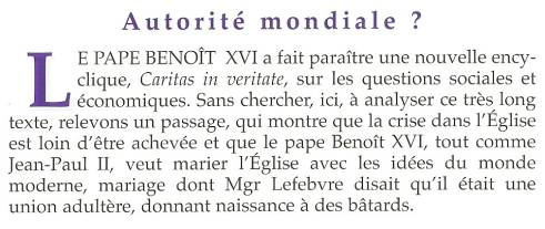 Extrait de la « Lettre des dominicains d’Avrillé » n°51 de septembre 2009