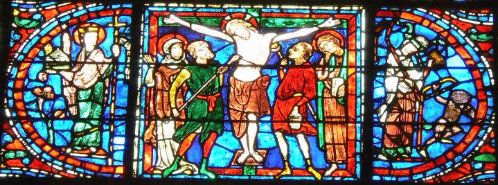 Vitrail de la cathédrale de Chartres : la synagogue aveuglée