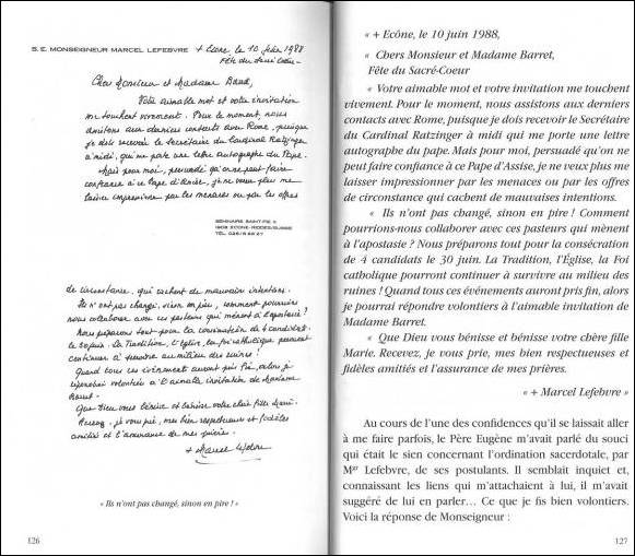 Lettre de Mgr Lefebvre à Max Barret et à son épouse le 10 juin 1988