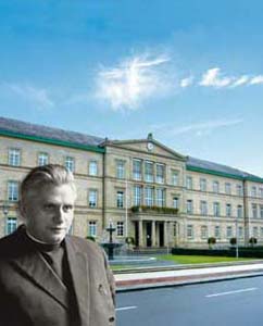 Joseph Ratzinger and, in the background, the University of Tübingen